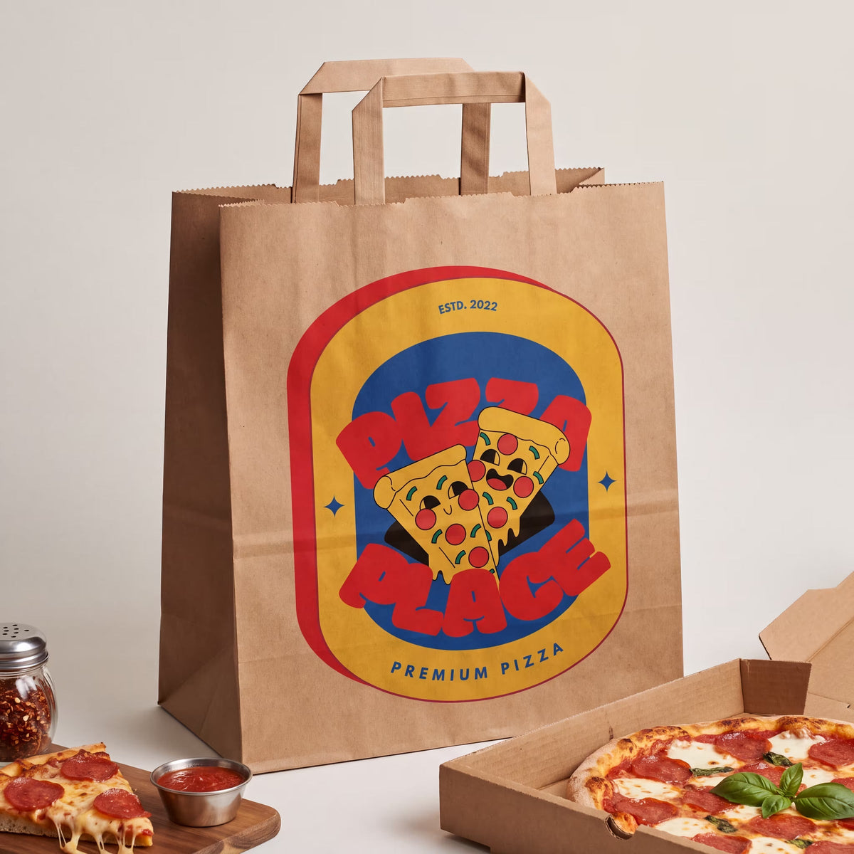 Kraft bag printed for a pizza place
